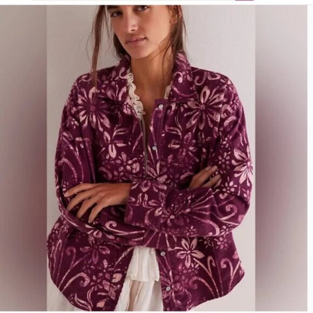 Free People We The Free Calico Flannel Shirt Size XS NWT